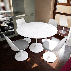White round tables and chairs 3D models
