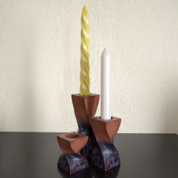 Wood art candlestick and candles 3D models