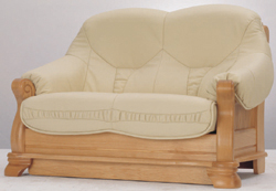 Green leather sofa wood bottom double 3D models