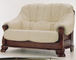 European white double wood bottom leather sofa 3D models
