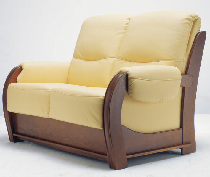 Inclined backrest wood base two-men cloth art sofa
