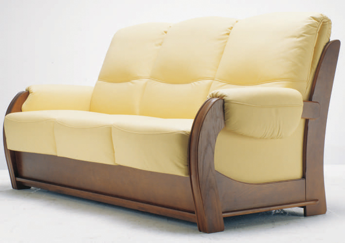 Inclined backrest wood base multiplayer cloth art sofa
