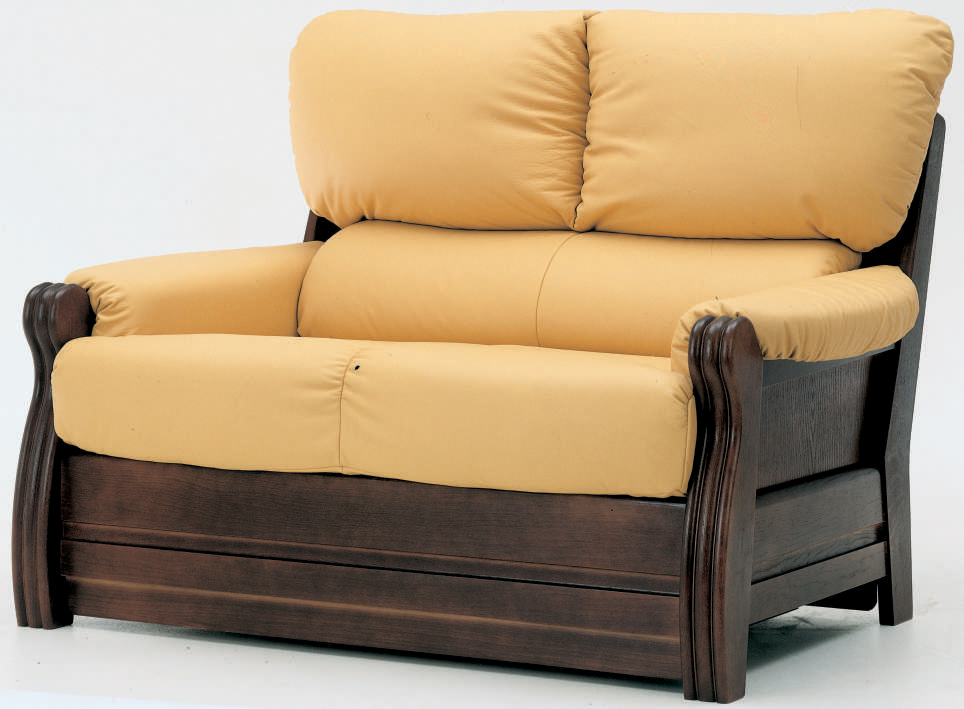 Yellow cloth art sofa wood bottom double soft
