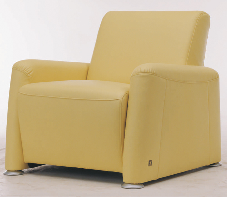 Widened single fabric soft yellow sofa