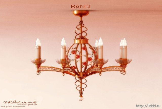 Ou shi, wrought iron candle core droplight
