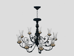 Glass, wrought iron carved droplight 3D models (including material)