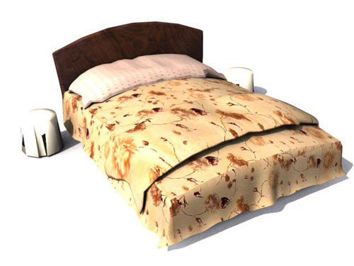 Traditional wooden double bed
