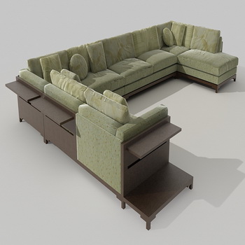 Green whole cloth art sofa combination
