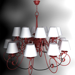 Continental Iron chandelier pink lampshade