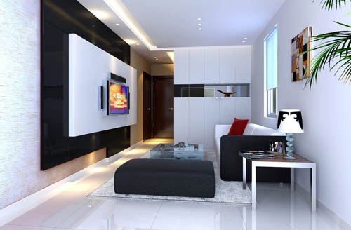 Bright and stylish living room model