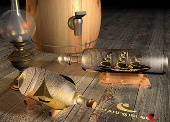 Cask, bottle scene model