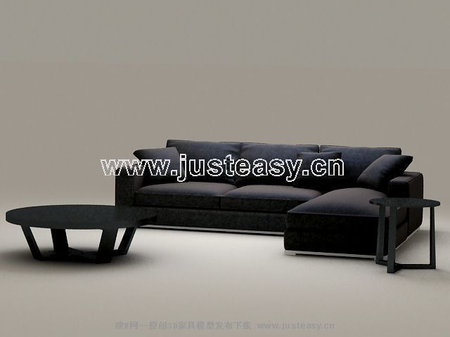 Classic combination of black sofa 3D Model Download,Free 3D Models