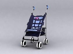 Hand-wheel stroller blue