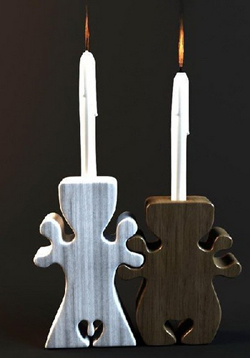 Black and white Chinese-style wooden candelabra