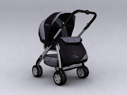 The black four round hand pushes the baby carriage