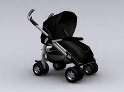 Black four round dismantable baby carriage