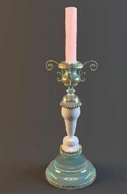 Continental porcelain candlesticks carved