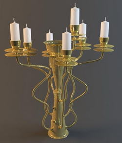 Gold metal sculpture candle
