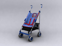 Hand-wheel stroller blue