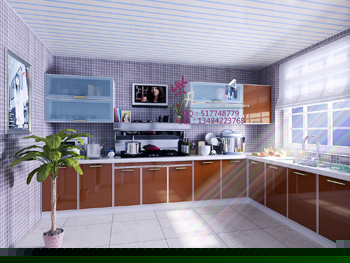 3d Model of the modern bright and spacious kitchen