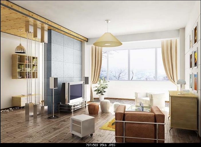Simple 3d model of a small living room