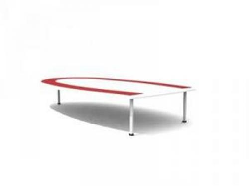 Red U-shaped conference table