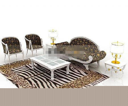 European-style coffee table sofa 3D model combinations