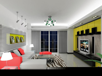 Modern and spacious living room model