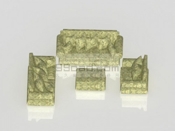 Green cloth portfolio full 3D model of sofa