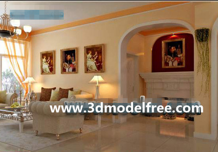 European-style orange living room