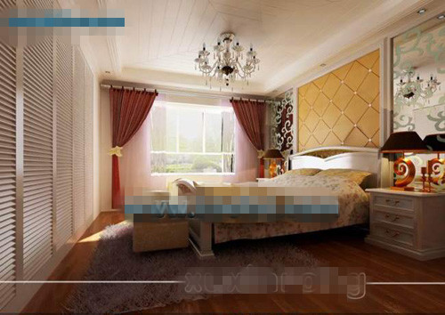European modern hardcover bedroom 3d model