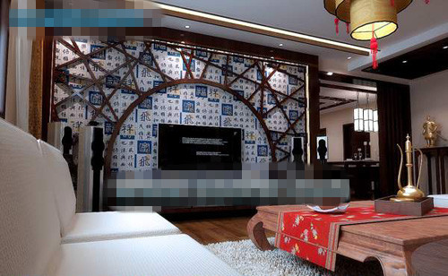 Chinese-style wooden living room
