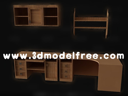 Brown computer desk combination