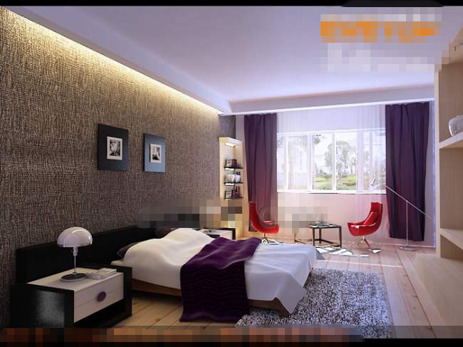 Fresh and fashion purple bedroom
