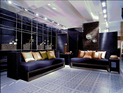 Dark blue cloth soft sofa