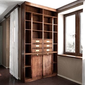 Practical wooden Bookshelf 3D model