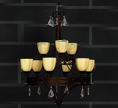 Retro metal frame yellow chandelier