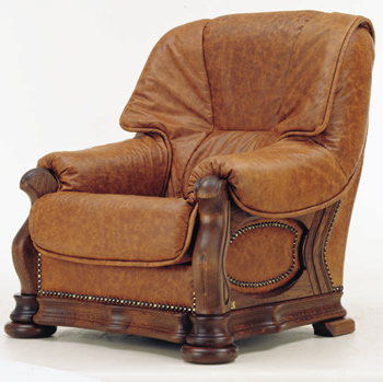 European retro dark leather single sofa