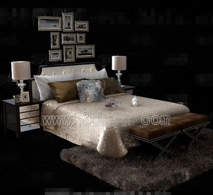 Silver yellow theme double bed