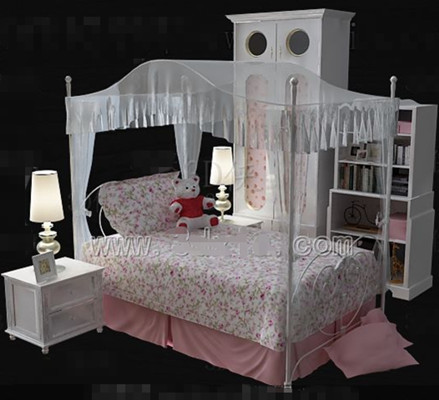 The Saika White Princess Children bed