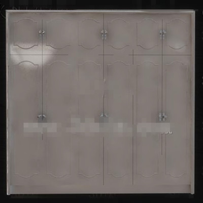 Gray six-doors wooden wardrobe