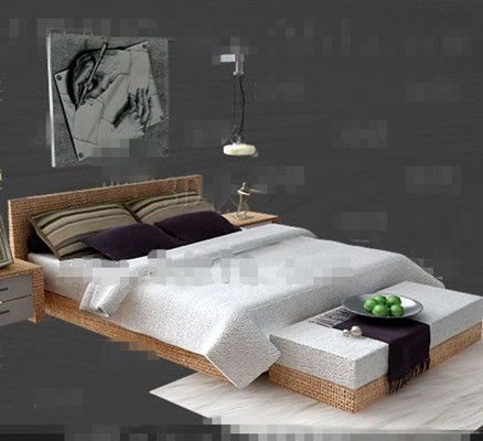 White wooden double bed