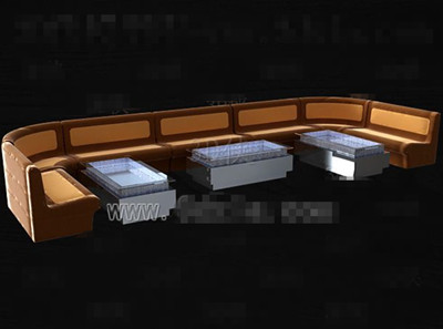 Brown fabric sofa tea table combination