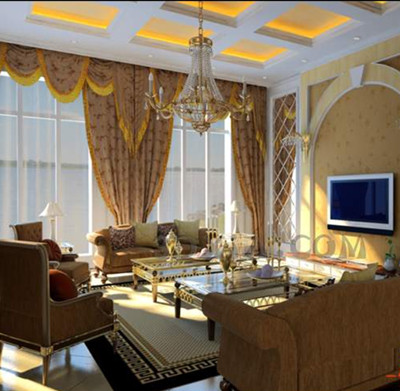 European-style golden theme living room