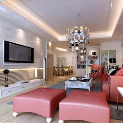Pale pink warm-theme living room