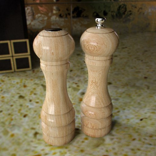Wooden pepper grinder and salt shaker