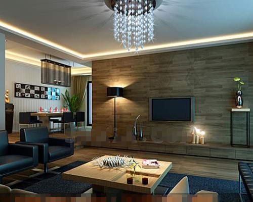 Stylish black leather sofa living room