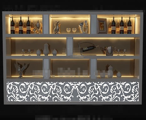 Gray golden light wine cabinet