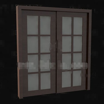 Brown wooden glass doors