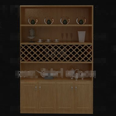 Four layers wooden wine cabinet